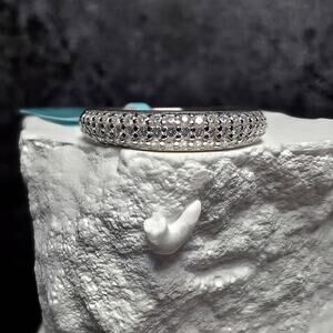 0.89 CTW Moissanite Pavé Band Ring in 925 Sterling Silver – Size 7